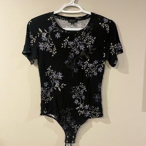Dynamite Black and White Floral Bodysuit